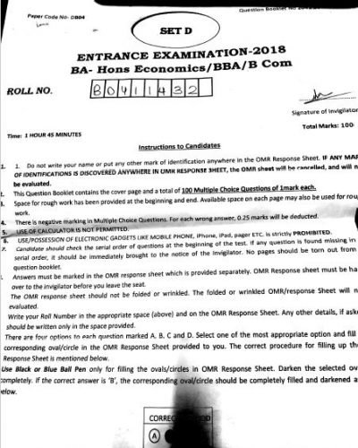 BCom (Hons) - Jamia Millia Islamia - 2018