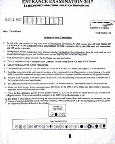 BE - Electronics Engineering - Jamia Millia Islamia - 2017