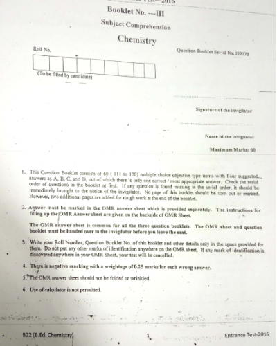 B.ED CHEMISTRY 2016