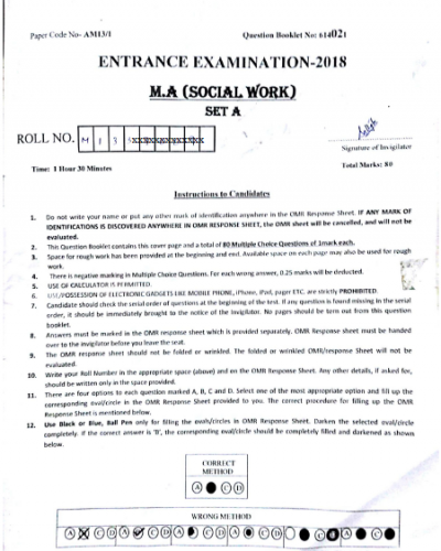 MA in Social Work - Jamia Millia Islamia - 2018