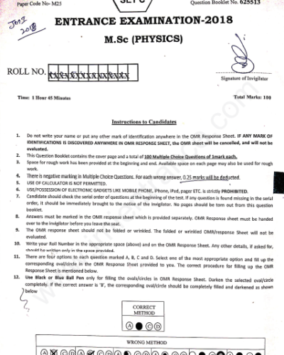 MSC PHYSICS 2018