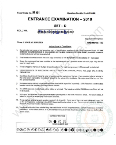 MA Gender Studies - 2019 - Jamia Entrance Question Paper