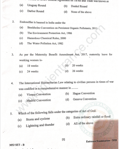 LLM 2020 - Jamia Entrance Question Paper