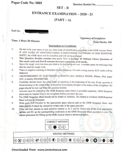 MA English 2020 - Jamia Entrance Question Paper