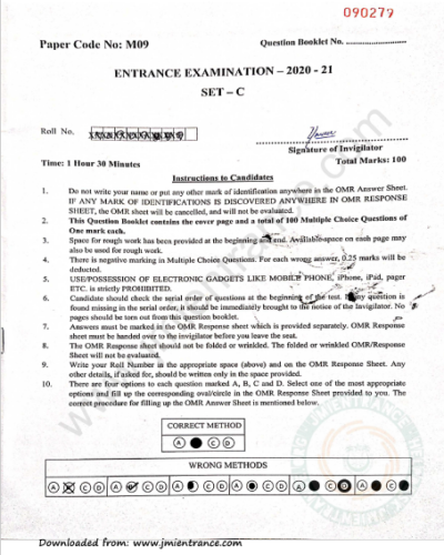 MA Political Science 2020 - Jamia Entrance Question Paper