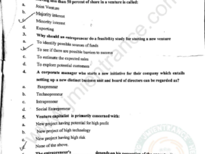 PG Diploma in Entrepreneurship 2020 - Jamia Entrance Question Paper