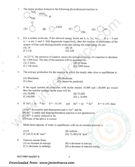 phd entrance exam chemistry question paper