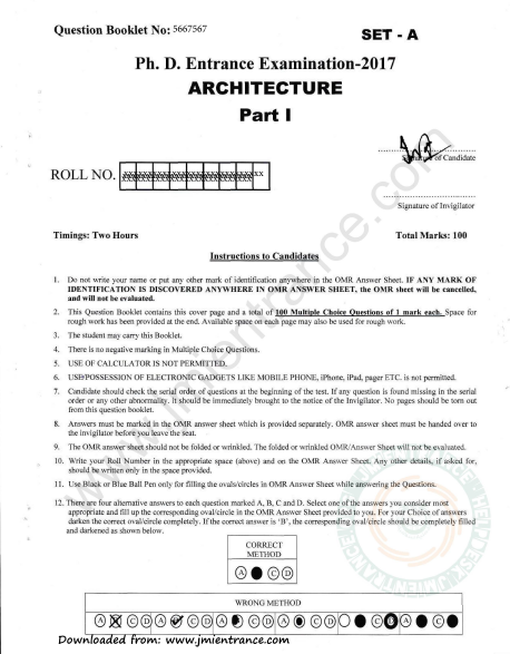 phd entrance test sample paper for management