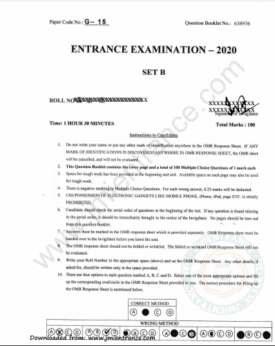 P.G Diploma Molecular Diagnostics 2020 - Jamia Entrance Paper