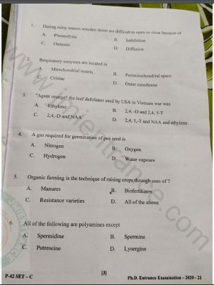 jamia-phd-bioscience-2020-entrance-question-paper-pdf