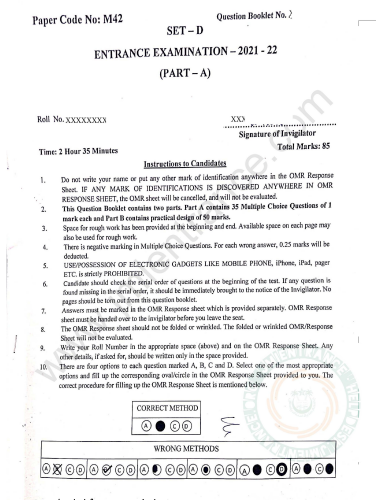 M.F.A Art Education 2021 - Jamia Entrance Question Paper