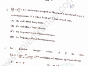MSc Physics 2021 - Jamia Entrance Question Paper