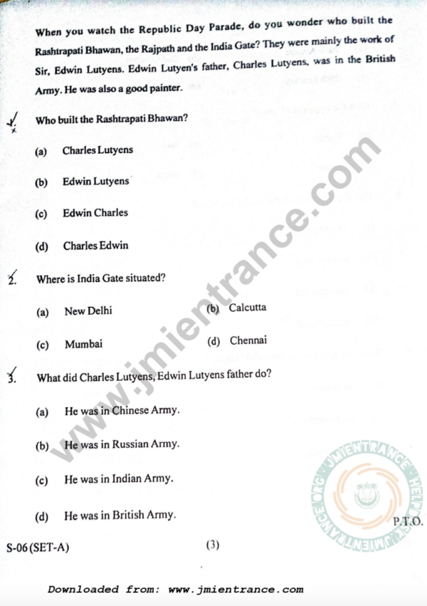 6th Class 2022 - Jamia Entrance Question Paper