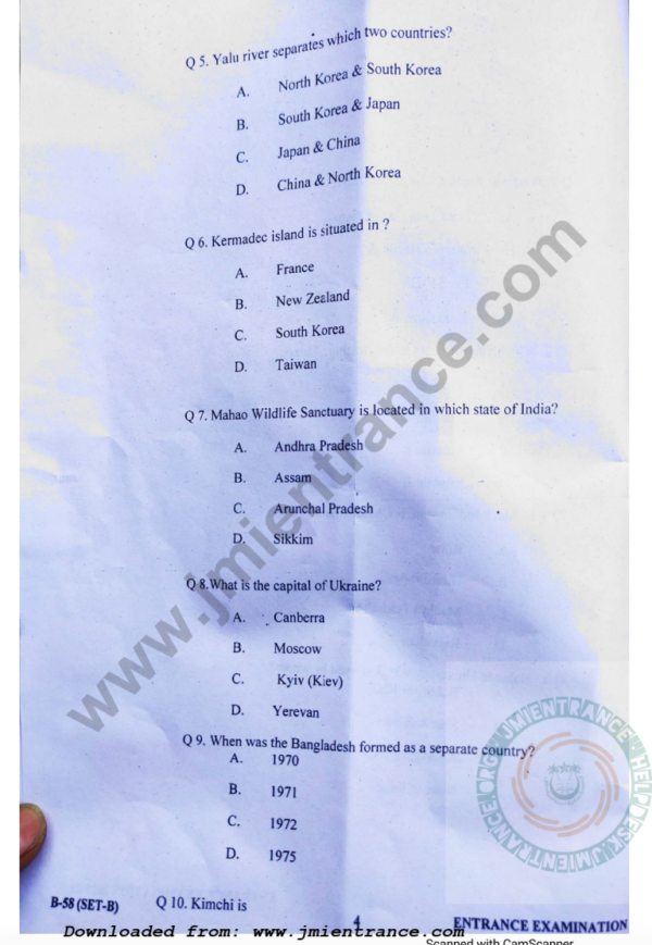 jamia-ba-korean-2022-entrance-question-paper