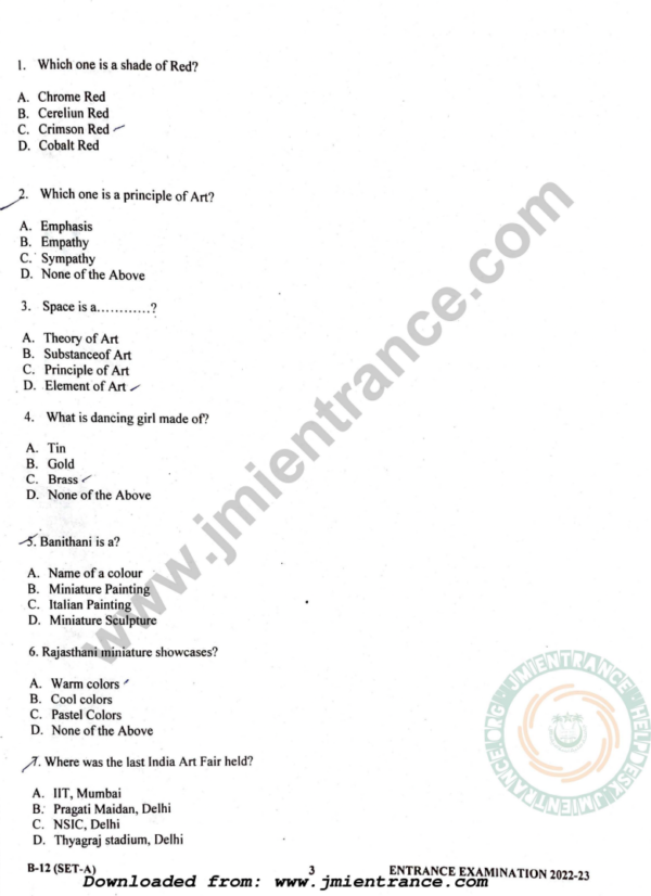 jamia-bfa-art-education-2022-entrance-paper