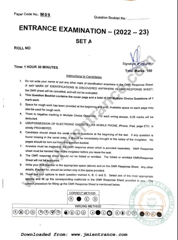 MA Political Science 2022 - Jamia Entrance Question Paper