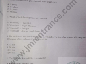 BPT (Bachelor of Physiotherapy) 2022 - Jamia Entrance Question Paper