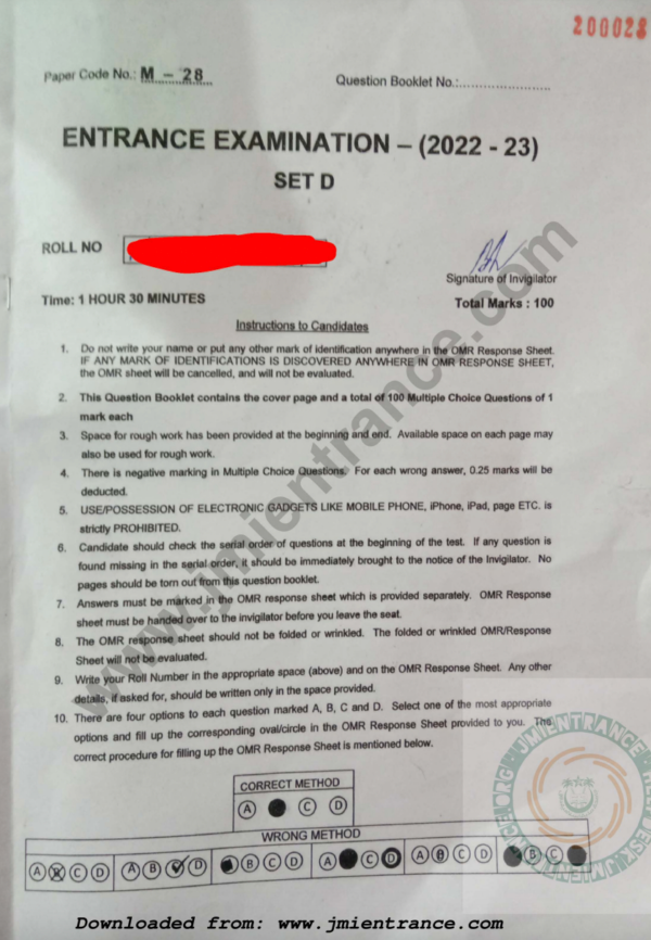 jamia-bioinformatics-2022-entrance-question-paper