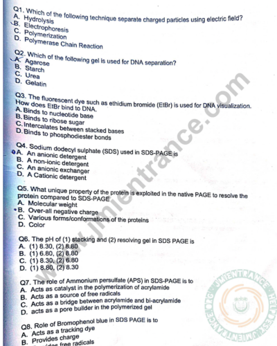 P.G Diploma Molecular Diagnostics 2022 - Jamia Entrance Paper