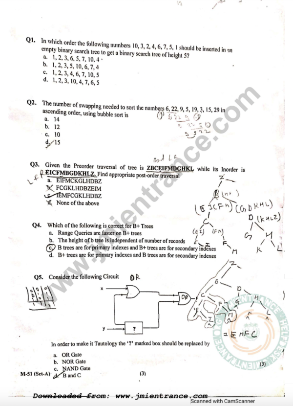 MTech Computer Engineering 2022 - Jamia Entrance Question Paper