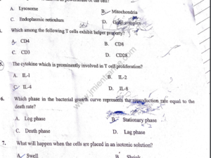 MSc Virology 2022 - Jamia Entrance Question Paper