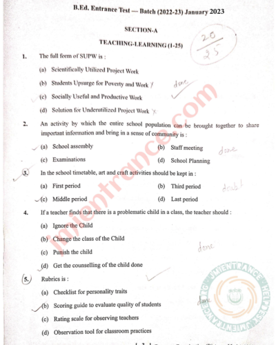 jamia-bed-distance-2023-entrance-question-paper