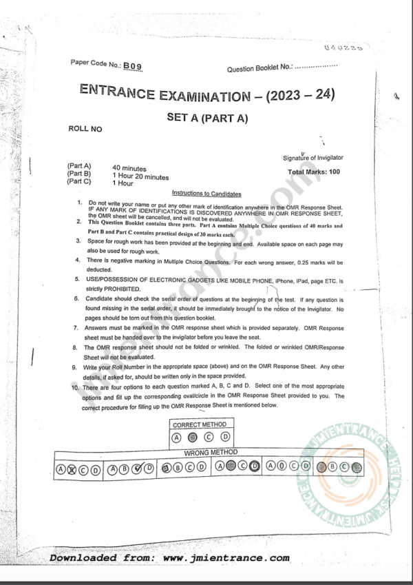 jamia-bfa-applied-arts-2023-entrance-question-paper