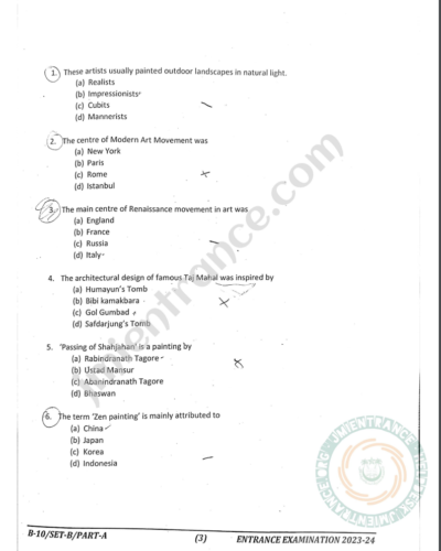 BFA Painting 2023 - Jamia Entrance Question Paper