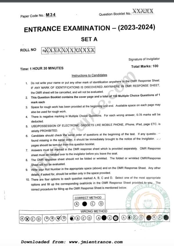 MA/MSc Geography 2023 - Jamia Entrance Question Paper
