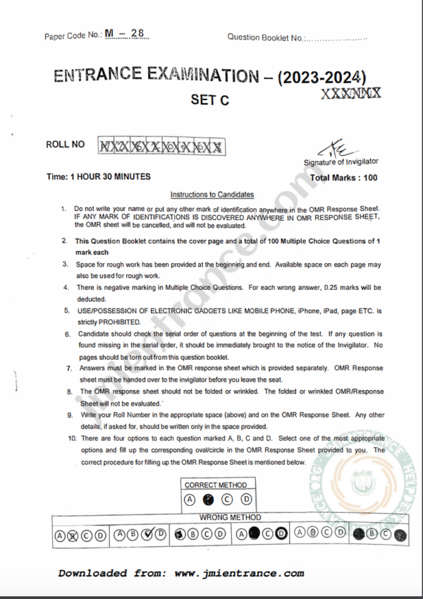 jamia-msc-bioinformatics-2023-entrance-question-paper
