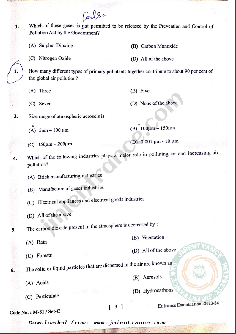 phd maths entrance exam question papers