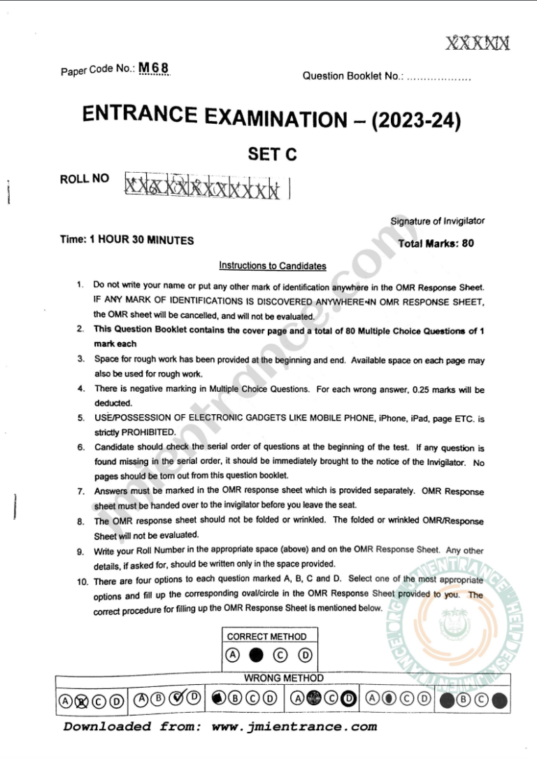 Master of Tourism & Travel Management 2023 Jamia Entrance Paper