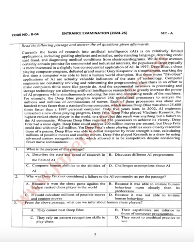 BBA & BCom 2024 - Jamia Entrance Question Paper