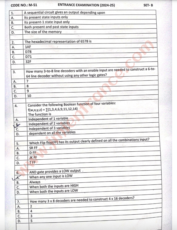 MTech Computer Engineering AI & ML 2024 - Jamia Entrance Question Paper