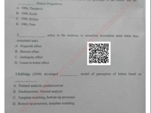 PhD Psychology (Part-II) 2024 - Jamia Paper