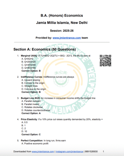 jamia-ba-economics-2025-entrance-question-paper-sample-model-paper-jmientrance