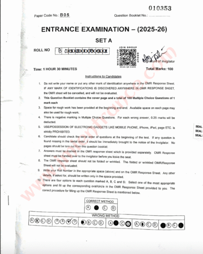 BA (Hons) Political & BA General 2025 - Jamia Entrance Question Paper