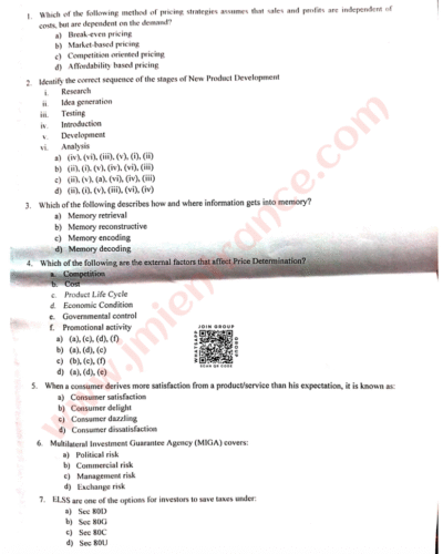 MCom (Master of Commerce) 2025 - Jamia Entrance Question Paper
