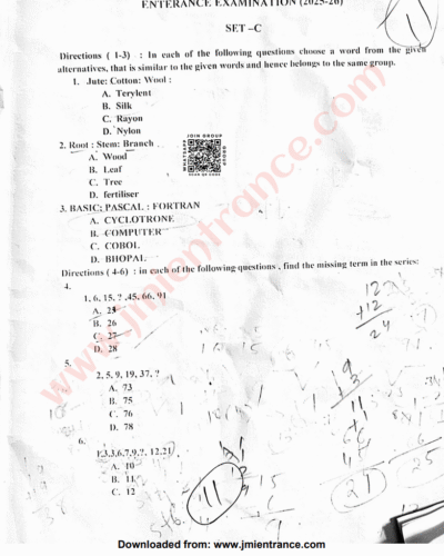 MA Social Work (MSW) 2025 - Jamia Entrance Question Paper