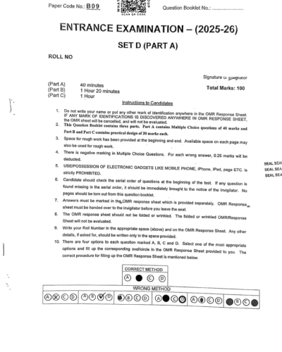 BFA Applied Arts 2025 - Jamia Entrance Question Paper