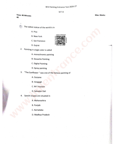 BFA Painting 2026 - Jamia Entrance Question Paper