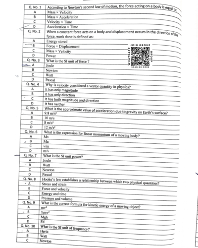 BSc in Aeronautics Mechanical/Avionics 2026 - Jamia Entrance Paper