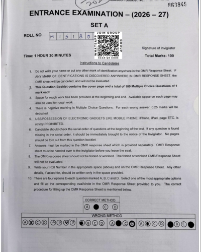 MA Psychology 2026 - Jamia Entrance Question Paper