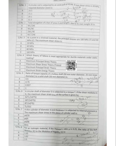 MTech Structural Engineering 2026 - Jamia Entrance Question Paper